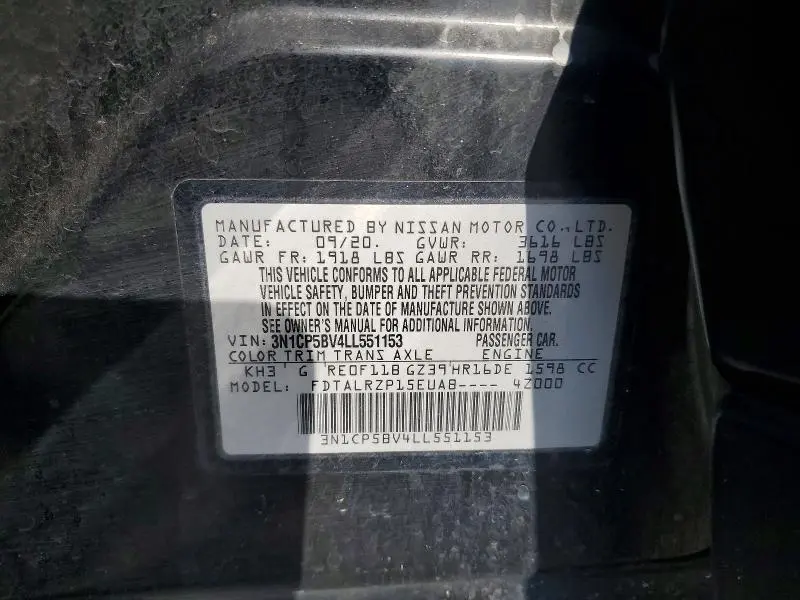 2020 NISSAN KICKS S  