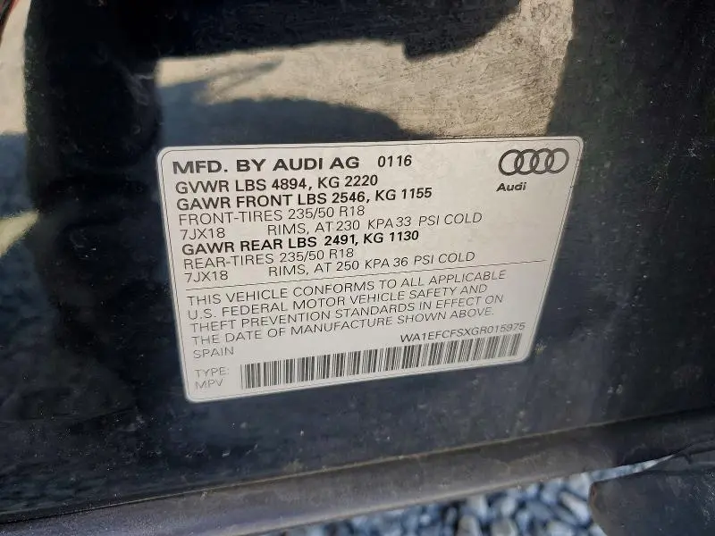 2016 AUDI Q5   