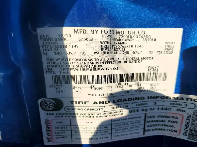 2011 FORD F150 SUPERCREW  