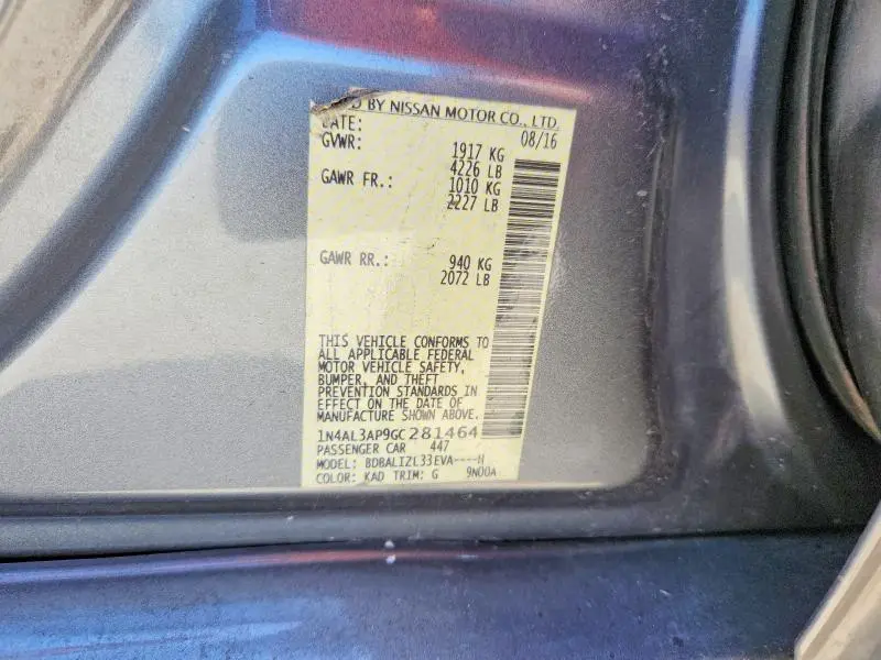2016 NISSAN ALTIMA S   