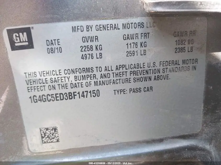 2011 BUICK LACROSSE CXL