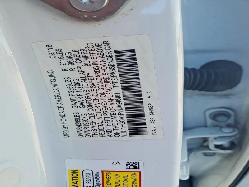 2018 HONDA ACCORD LX  