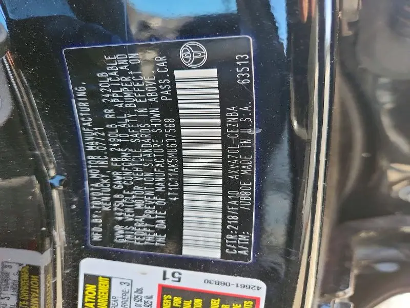 2021 TOYOTA CAMRY LE  