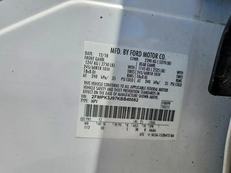 2019 FORD EDGE SEL  