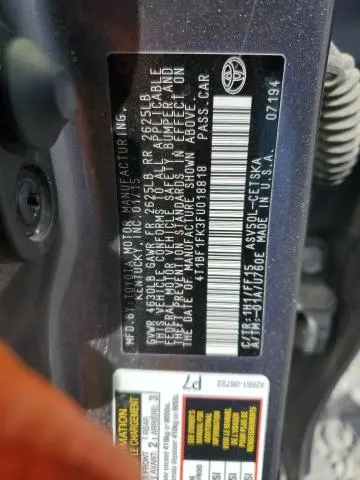 2015 TOYOTA CAMRY LE  
