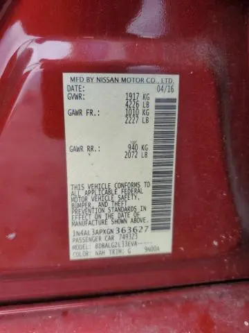 2016 NISSAN ALTIMA 2.5  