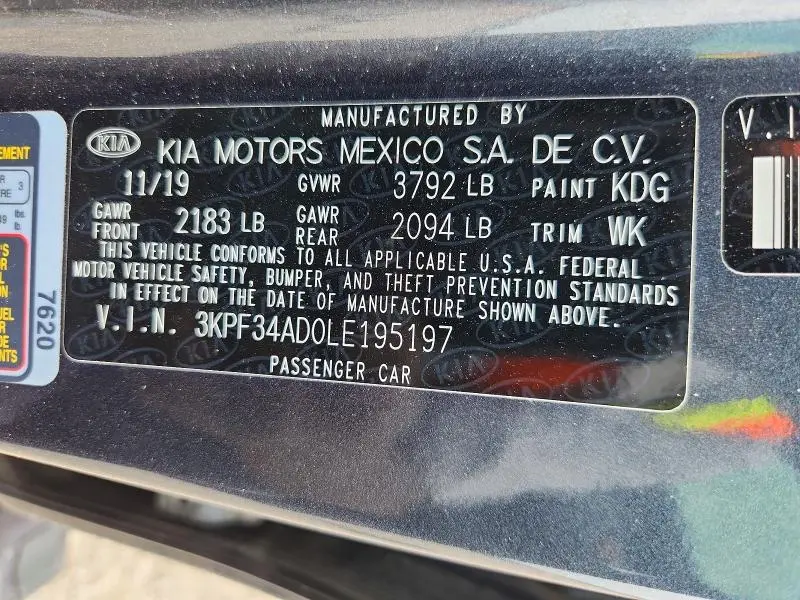 2020 KIA FORTE GT LINE  