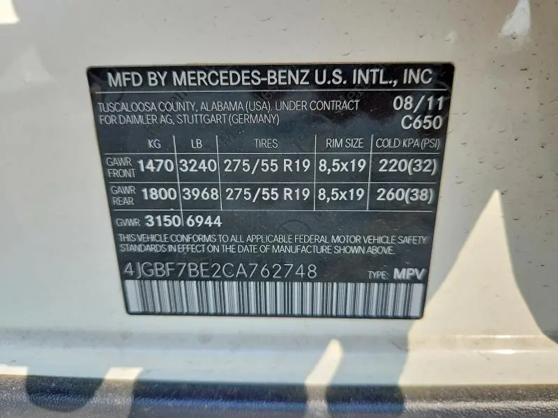 2012 MERCEDES-BENZ GL 450 4MATIC  