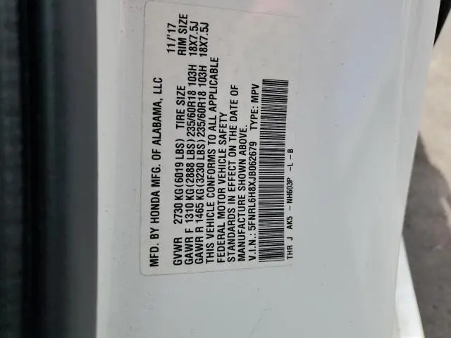 2018 HONDA ODYSSEY TOURING  