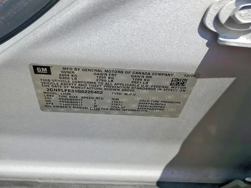 2016 CHEVROLET EQUINOX LT  