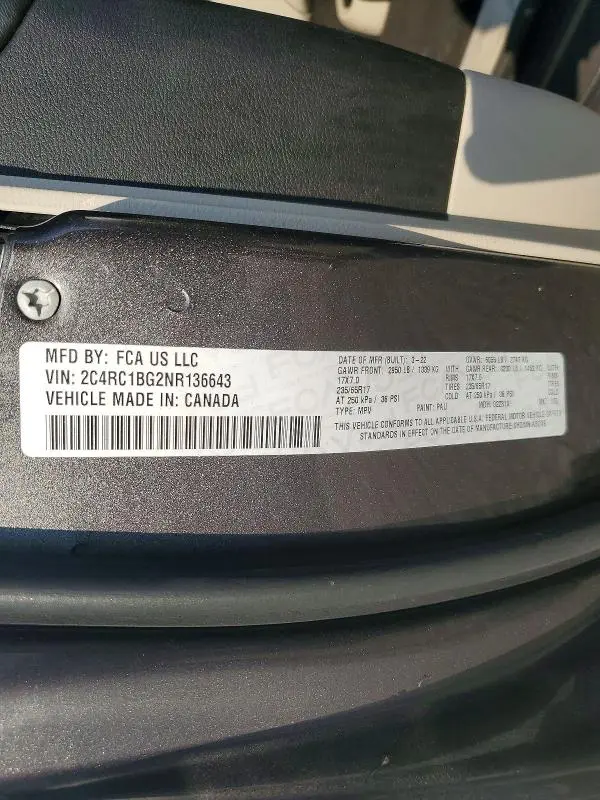 2022 CHRYSLER PACIFICA TOURING L  
