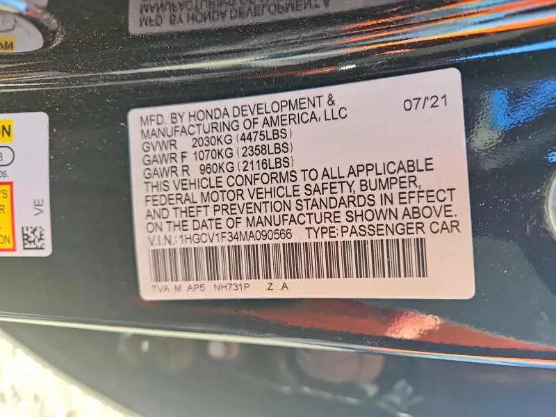 2021 HONDA ACCORD SPORT  