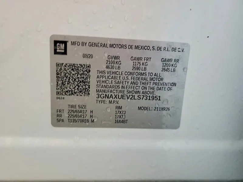 2020 CHEVROLET EQUINOX LT  