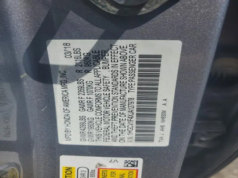 2018 HONDA ACCORD EX  