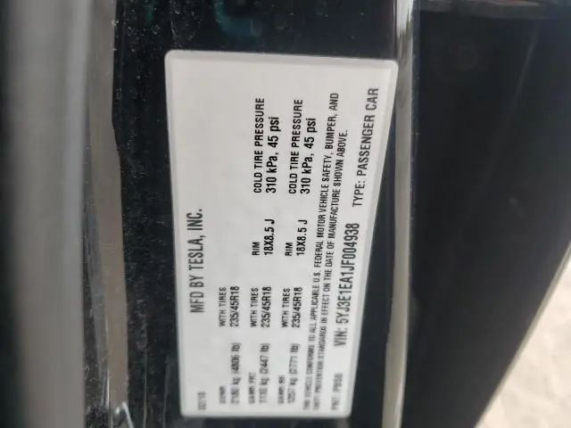 2018 TESLA MODEL 3   