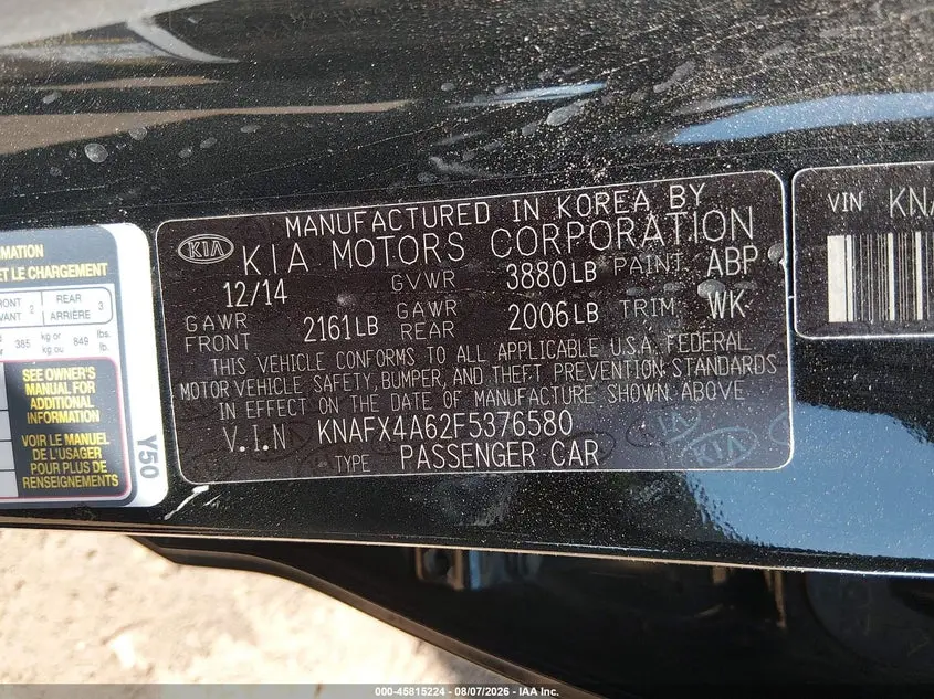 2015 KIA FORTE LX