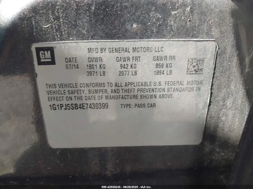2014 CHEVROLET CRUZE ECO MANUAL
