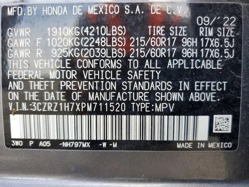 2023 HONDA HR-V EXL  