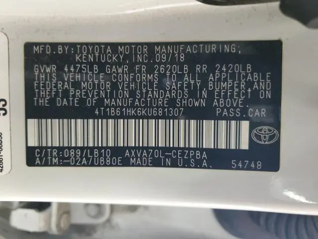 2019 TOYOTA CAMRY XSE  