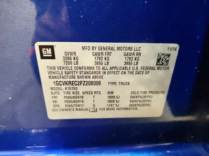 2015 CHEVROLET SILVERADO K1500 LT  