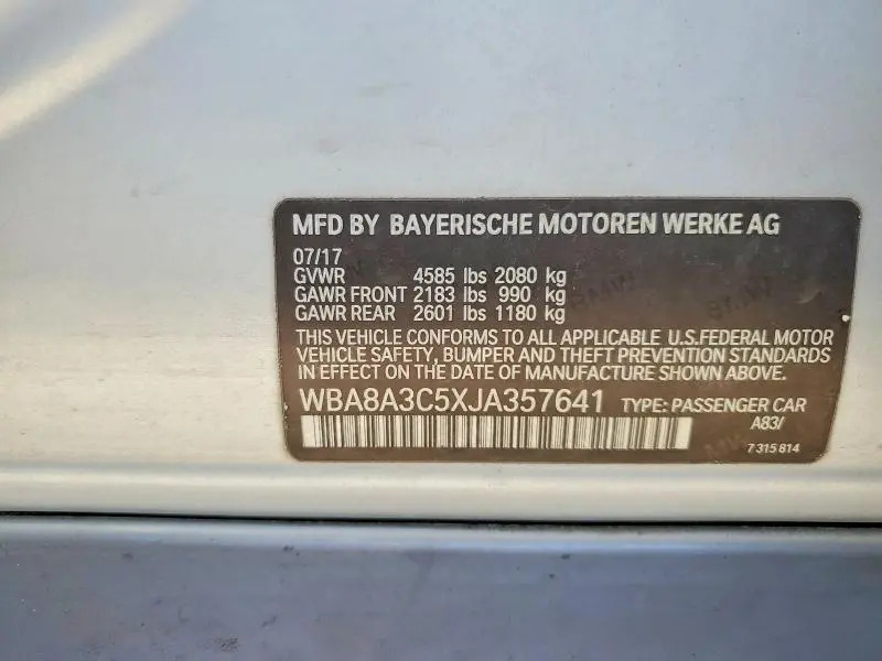 2018 BMW 320 XI  