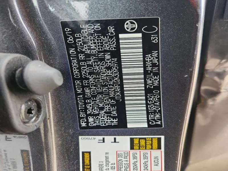 2019 TOYOTA PRIUS LIMITED  