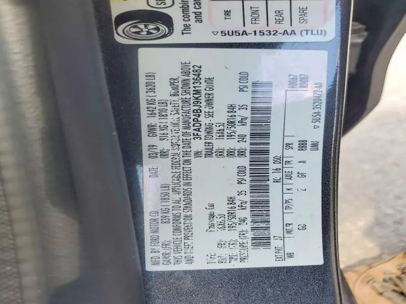 2019 FORD FIESTA SE  