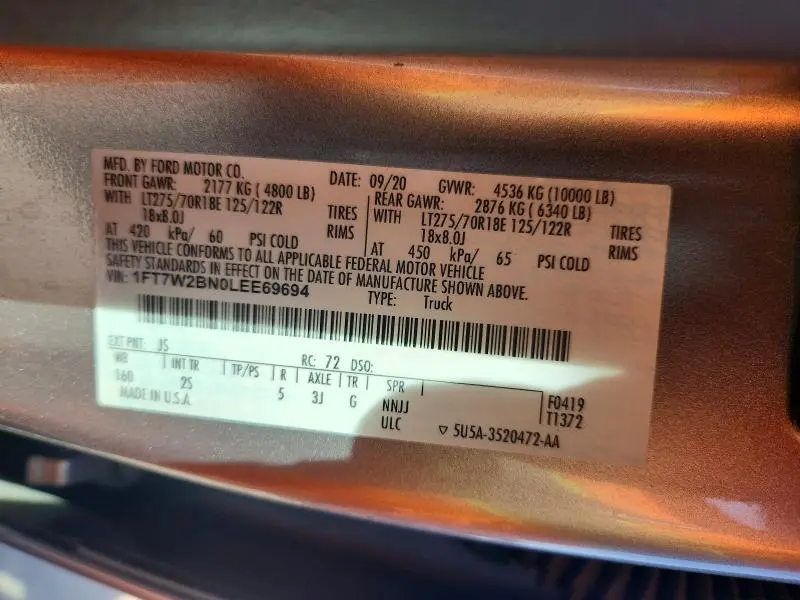 2020 FORD F250 SUPER DUTY  