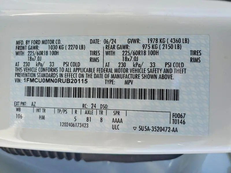 2024 FORD ESCAPE ST LINE  