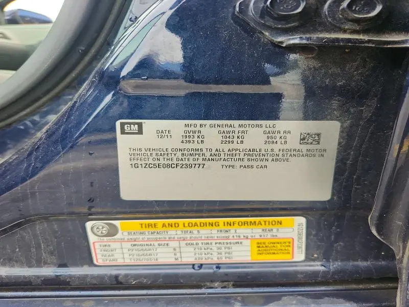 2012 CHEVROLET MALIBU 1LT  