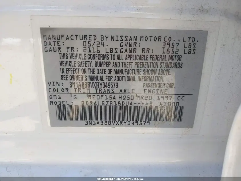 2024 NISSAN SENTRA S XTRONIC CVT