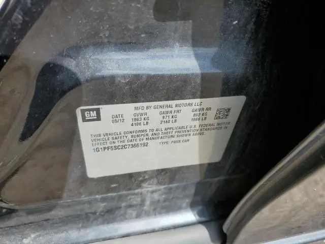 2012 CHEVROLET CRUZE LT  