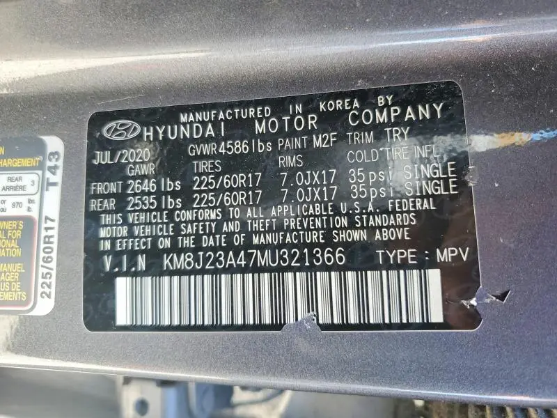 2021 HYUNDAI TUCSON SE  