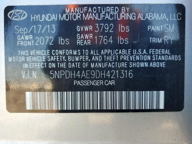 2013 HYUNDAI ELANTRA LIMITED  