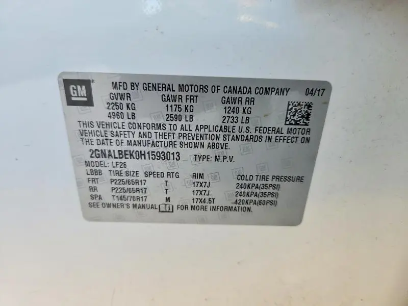 2017 CHEVROLET EQUINOX LS  