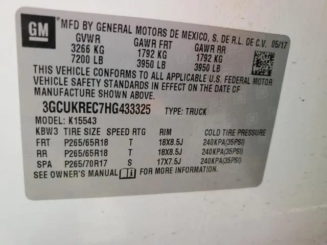 2017 CHEVROLET SILVERADO K1500 LT