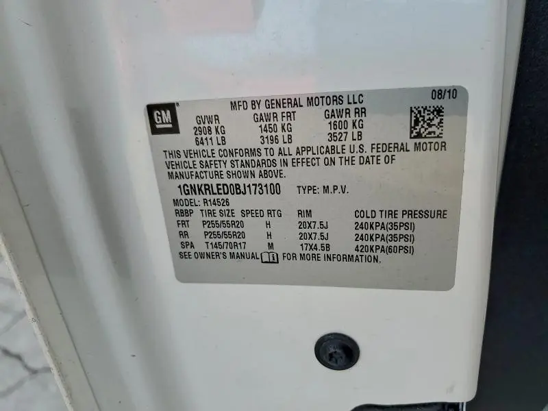 2011 CHEVROLET TRAVERSE LTZ  