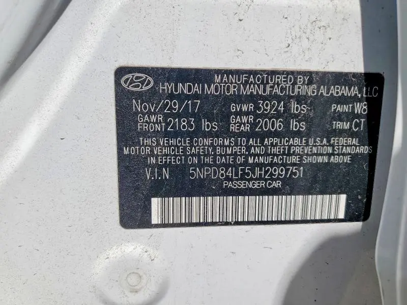 2018 HYUNDAI ELANTRA SEL  