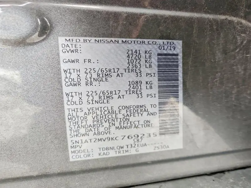 2019 NISSAN ROGUE SV  