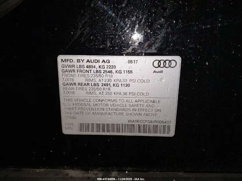 2018 AUDI Q3 2.0T PREMIUM/2.0T SPORT PREMIUM