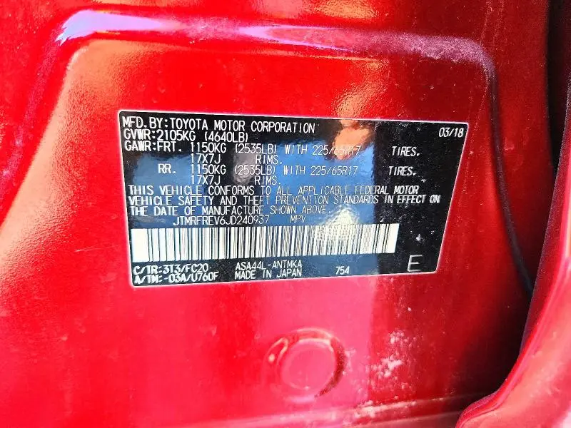 2018 TOYOTA RAV4 XLE  