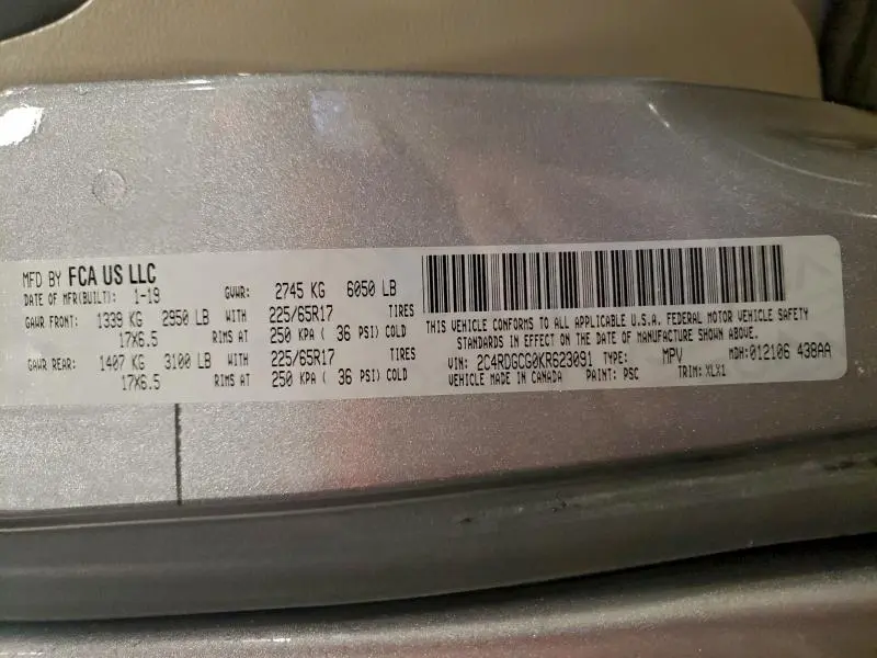 2019 DODGE GRAND CARAVAN SXT  