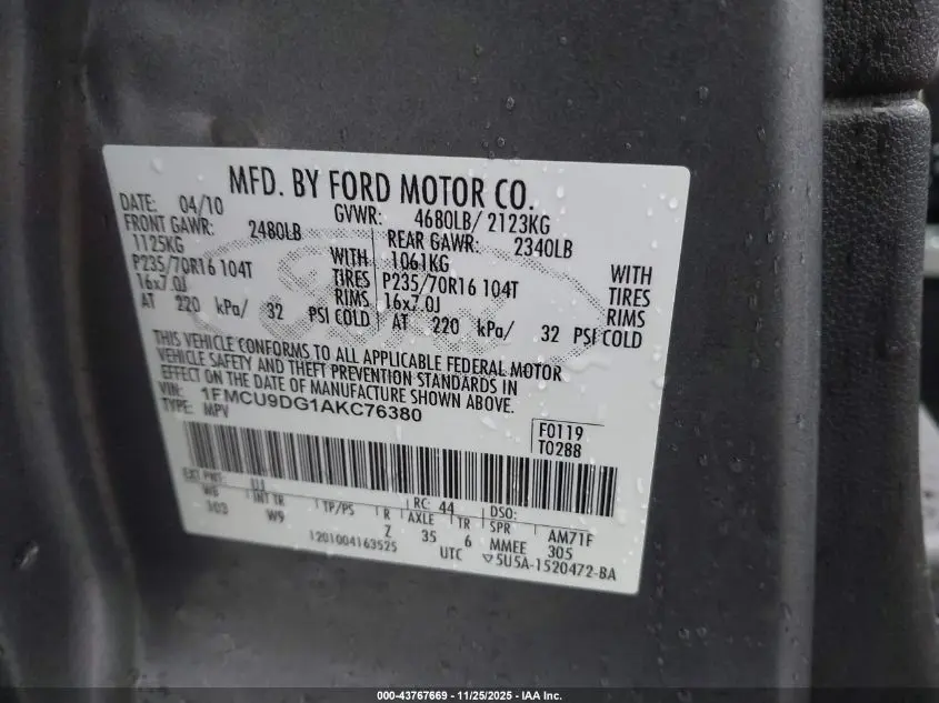 2010 FORD ESCAPE XLT