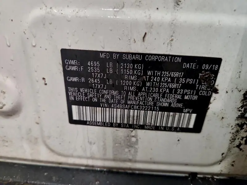 2019 SUBARU OUTBACK 2.5I PREMIUM  