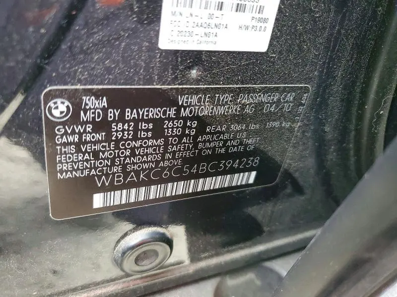 2011 BMW 750 XI  