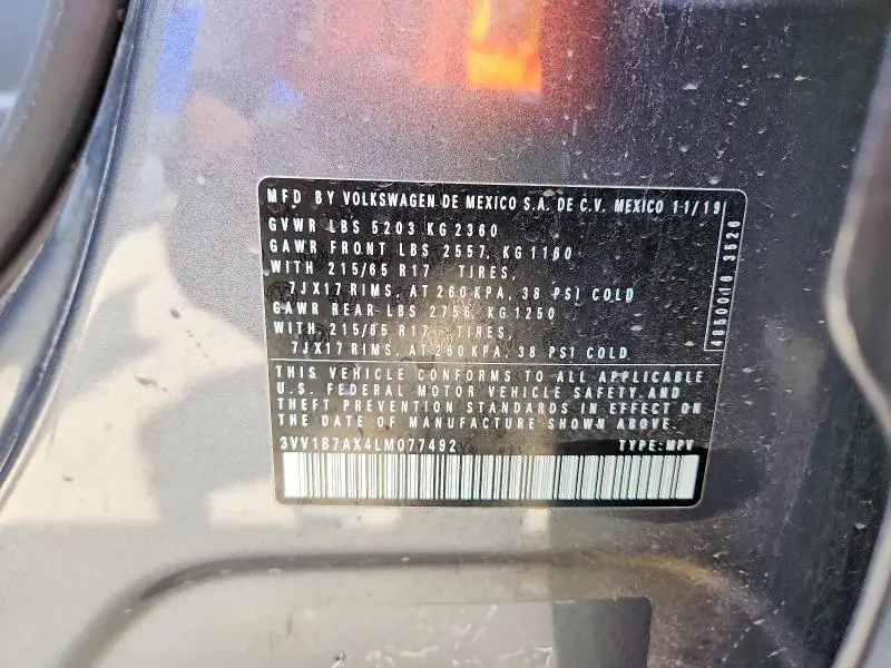 2020 VOLKSWAGEN TIGUAN S  