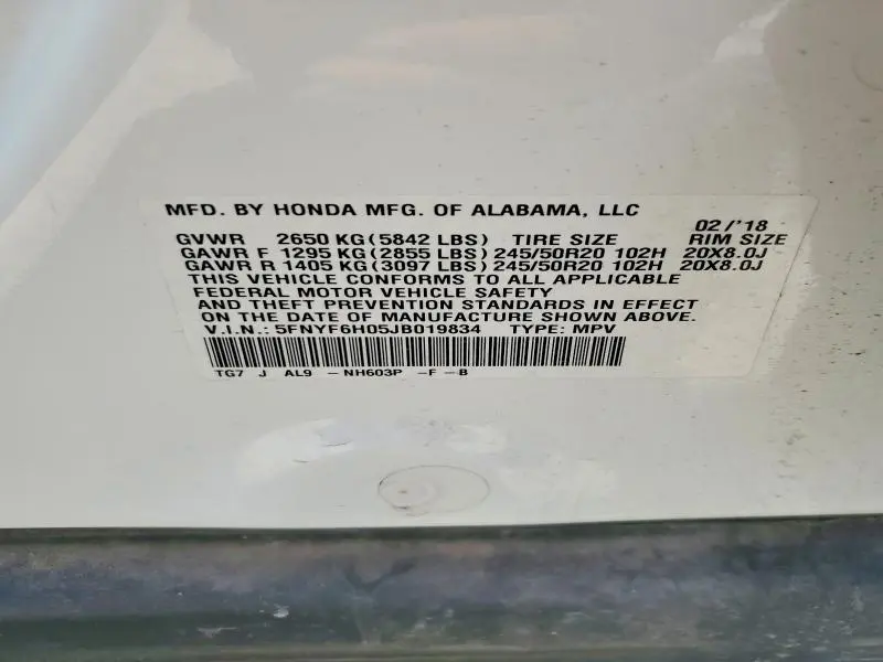 2018 HONDA PILOT ELITE  