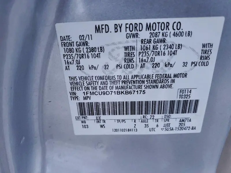 2011 FORD ESCAPE XLT  