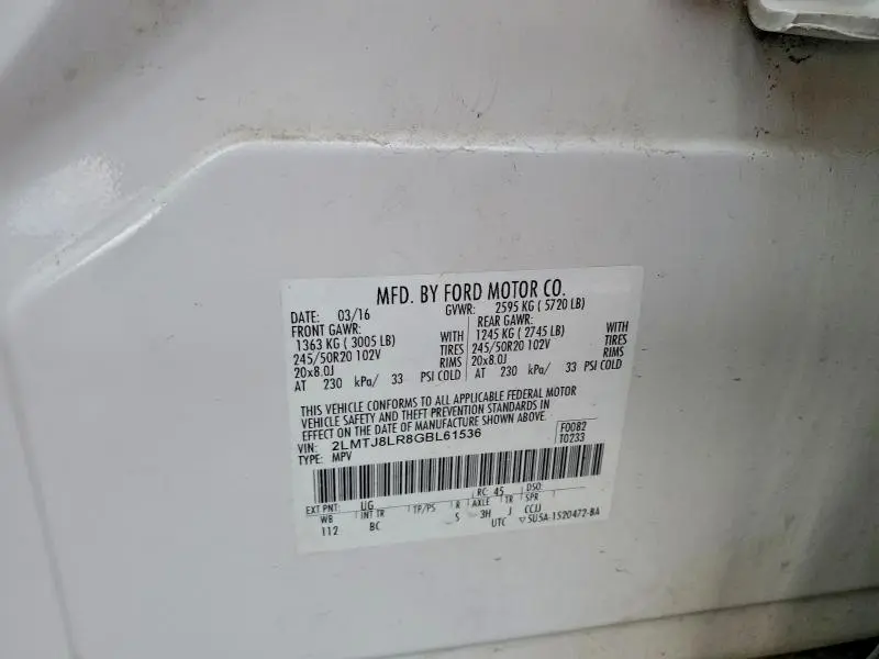 2016 LINCOLN MKX RESERVE  