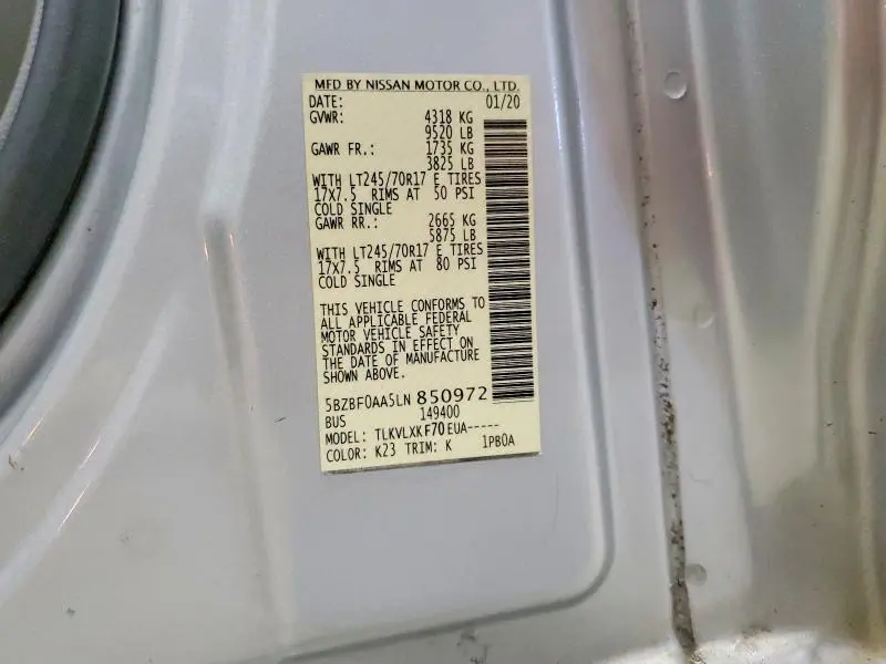 2020 NISSAN NV 3500 HD SV  